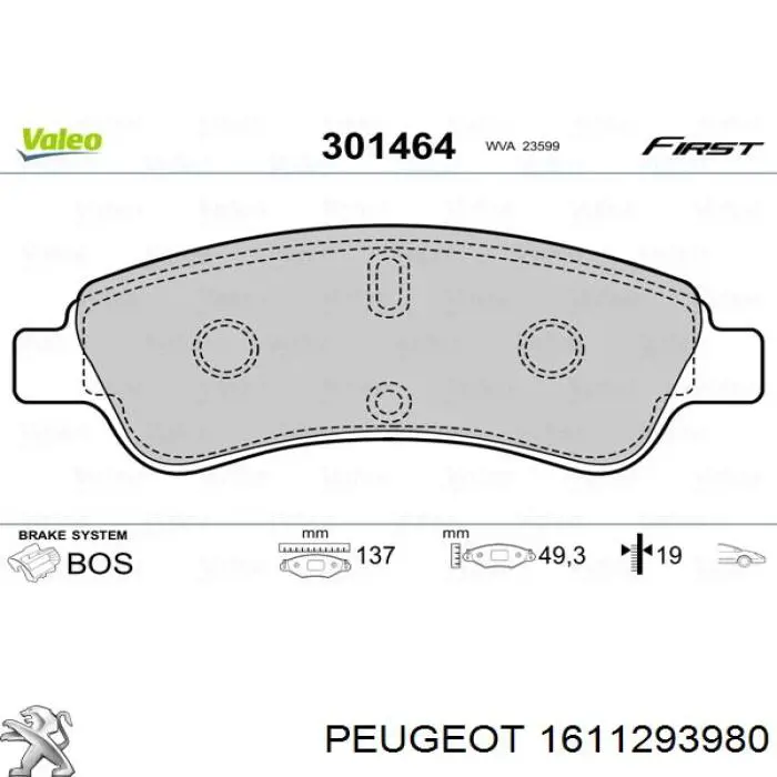 Pastillas freno delanteras Peugeot/Citroen 1611293980 precio, desde 22,64 EUR