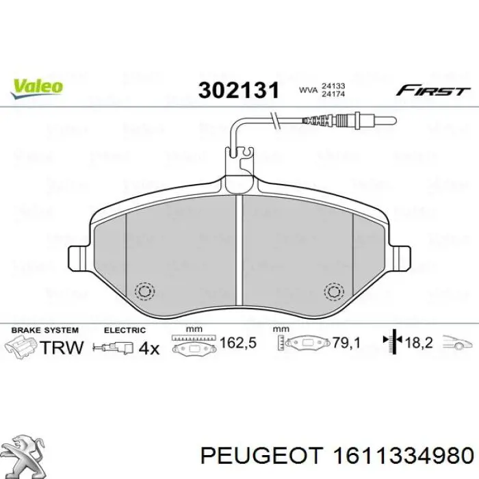 Pastillas de freno delanteras para Citroen C5  (RW)