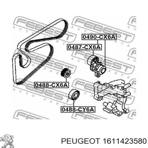 1611423580 Peugeot/Citroen Polea guía correa poli V