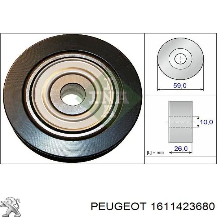 1611423680 Peugeot/Citroen polea inversión / guía, correa poli v