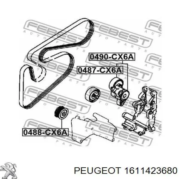 1611423680 Peugeot/Citroen Polea guía correa poli V