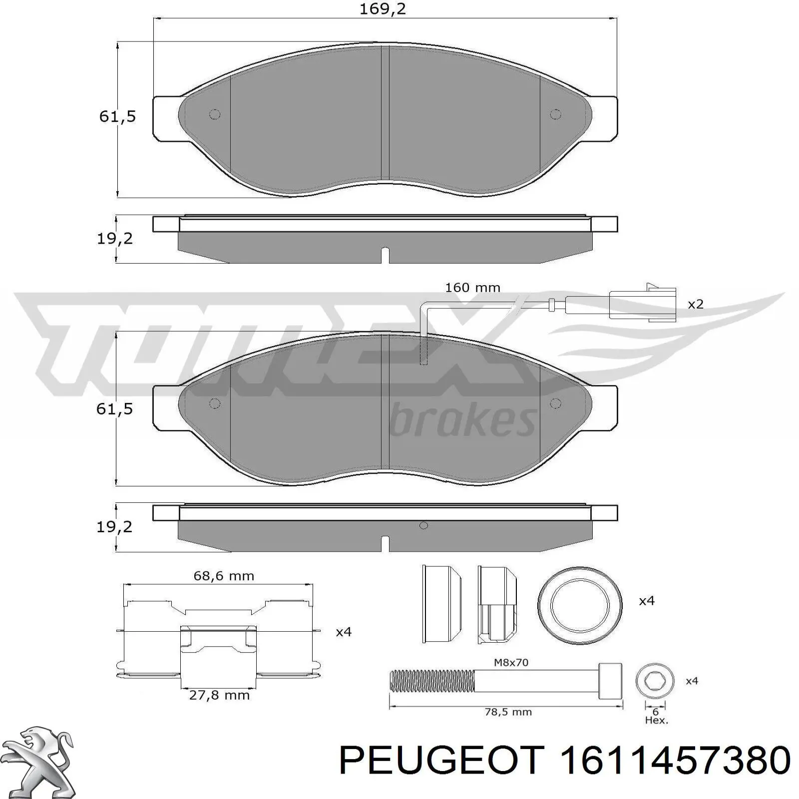 1611457380 Peugeot/Citroen pastillas de freno delanteras