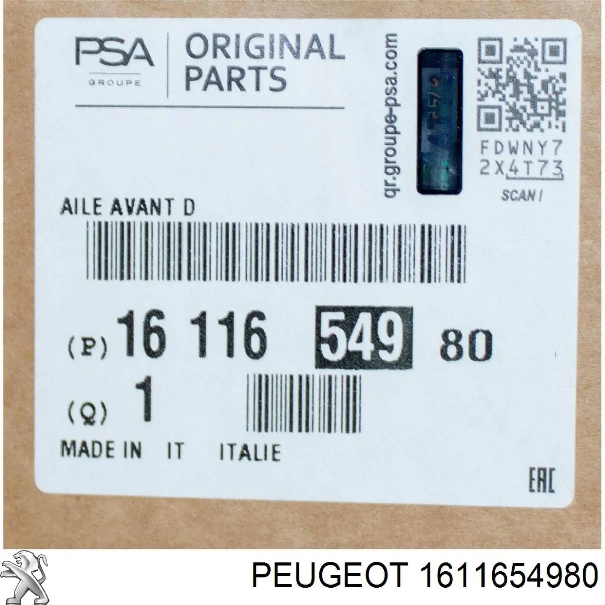 Guardabarros delanteros derecho Peugeot/Citroen 1611654980 precio, desde 117,39 EUR