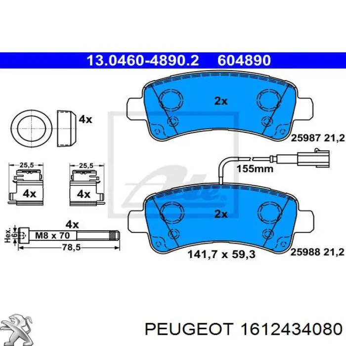 Comprar 1612434080 Peugeot/Citroen Pastillas de freno traseras