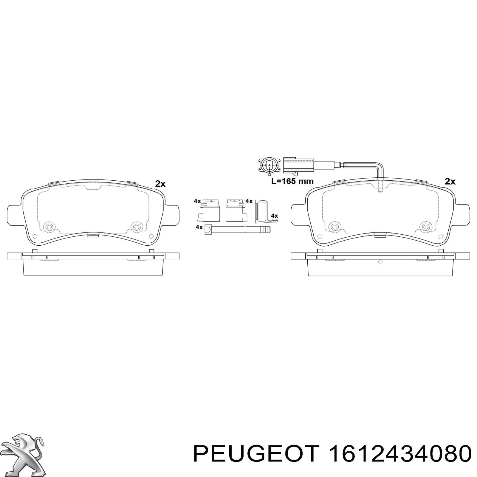 1612434080 Peugeot/Citroen Pastillas freno traseras