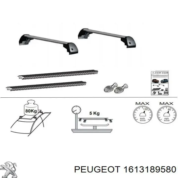 Comprar 1613189580 Peugeot/Citroen Juego de rieles de techo