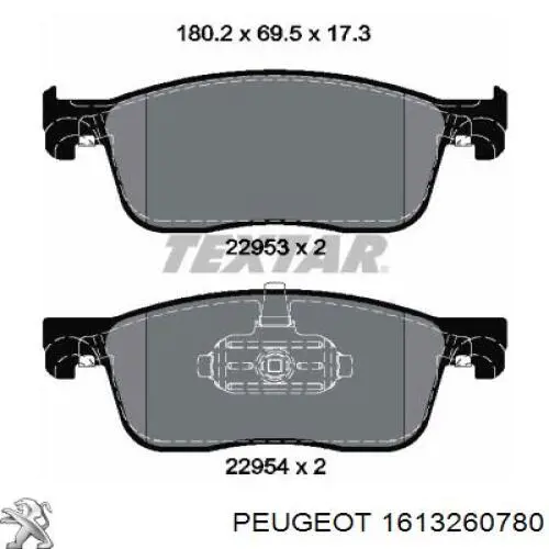 1613260780 Peugeot/Citroen Pastillas delanteras