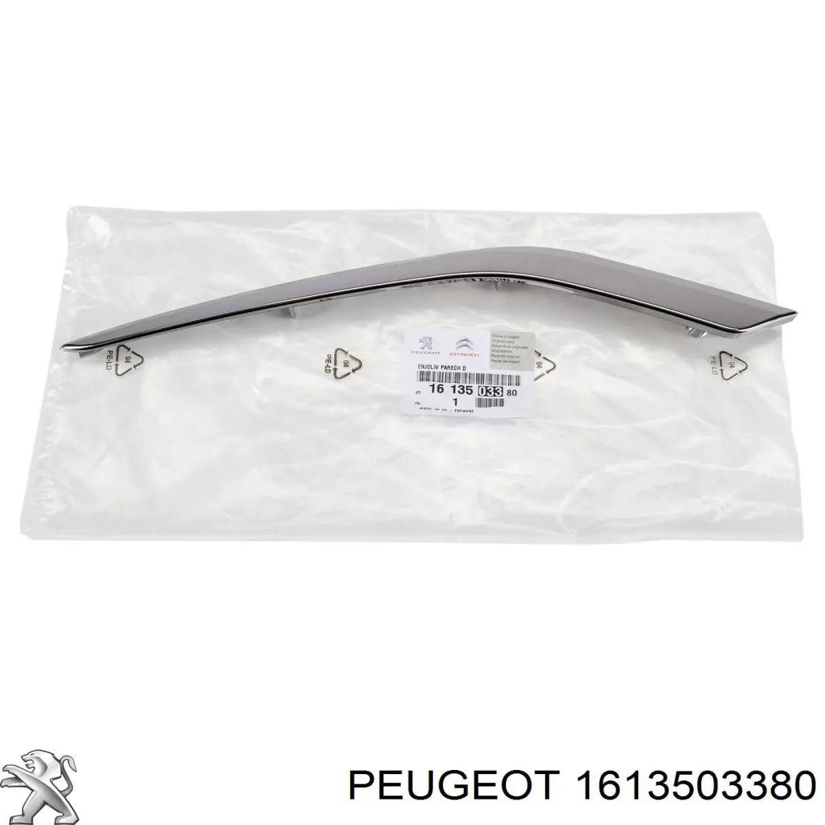 1613503380 Peugeot/Citroen Moldura del parachoques delantero derecho