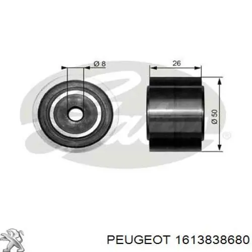 1613838680 Peugeot/Citroen polea inversión / guía, correa poli v