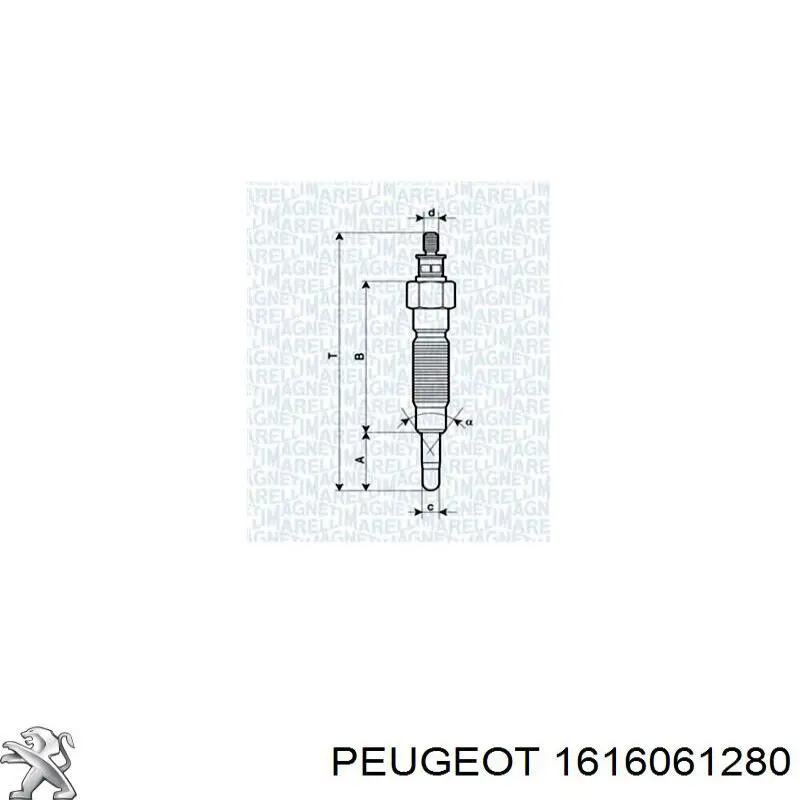 1616061280 Peugeot/Citroen bujía de precalentamiento