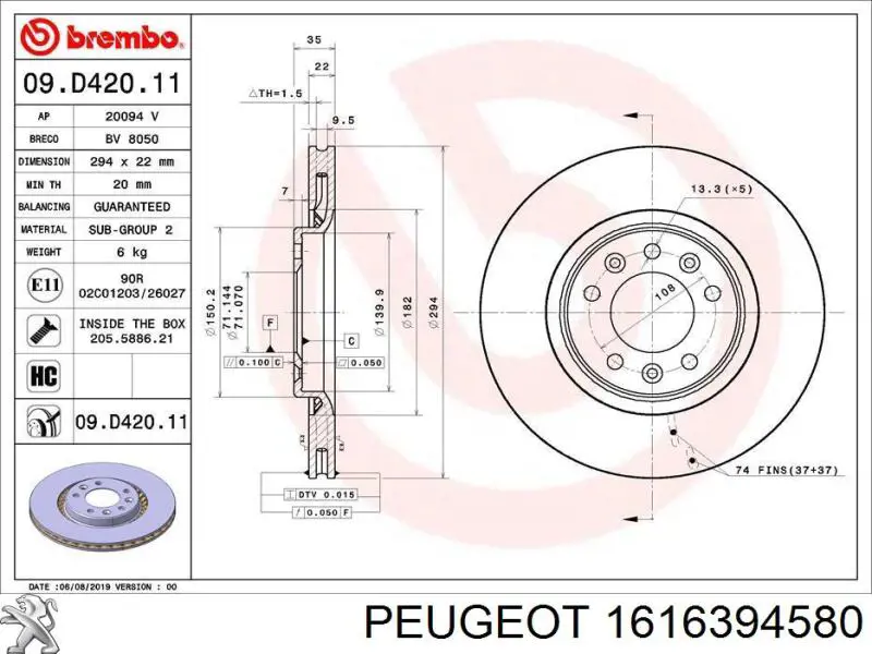 Disco de freno trasero Peugeot/Citroen 1616394580 precio, desde 41,38 EUR