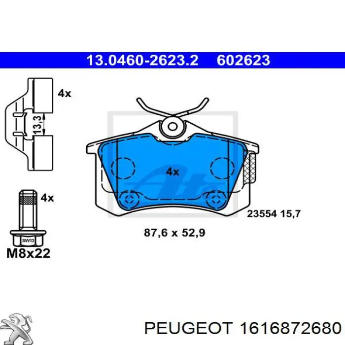 Pastillas traseras Peugeot/Citroen 1616872680