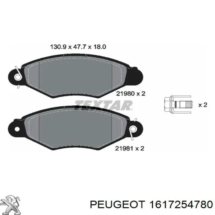 1617254780 Peugeot/Citroen pastillas de freno delanteras