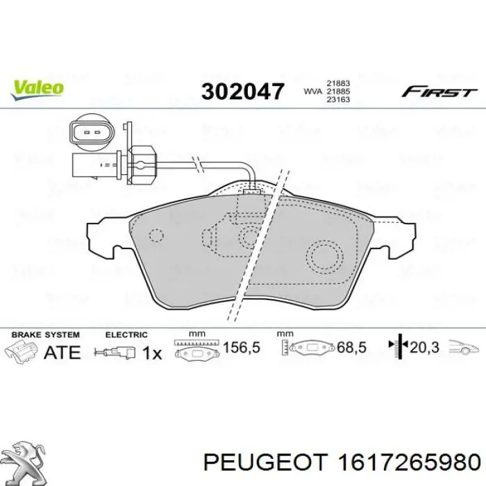 1617265980 Peugeot/Citroen pastillas de freno delanteras