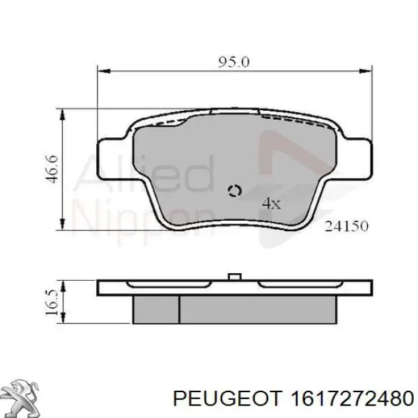 Comprar 1617272480 Peugeot/Citroen Pastillas de freno traseras