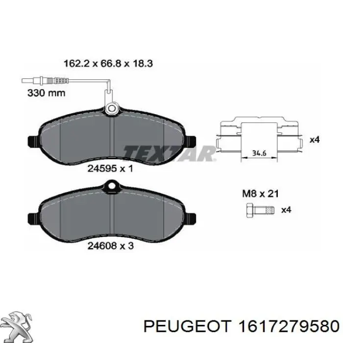 1617279580 Peugeot/Citroen pastillas de freno delanteras