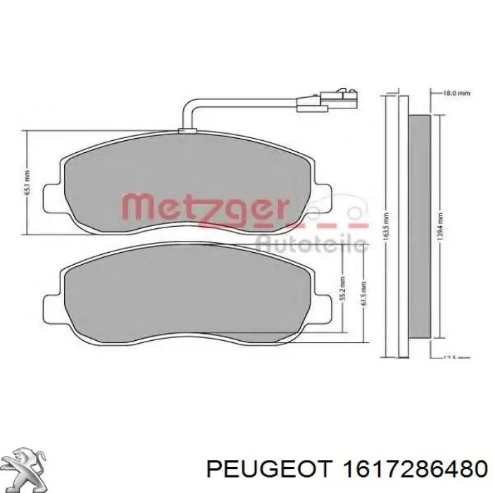 1617286480 Peugeot/Citroen pastillas de freno delanteras