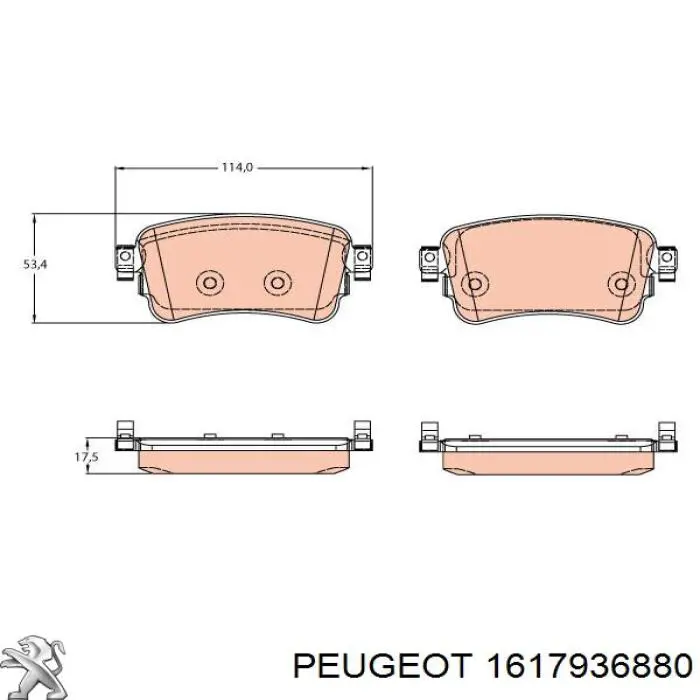 1617936880 Peugeot/Citroen Pastillas freno traseras
