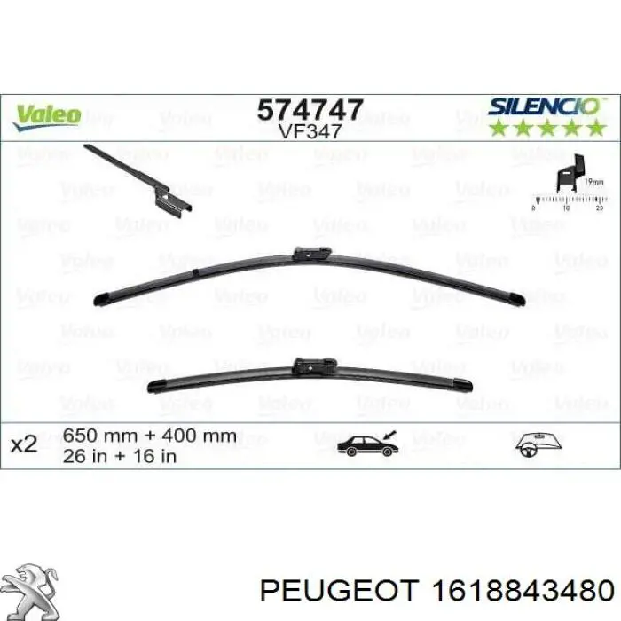 Comprar 1618843480 Peugeot/Citroen Escobilla del limpiaparabrisas del lado del pasajero