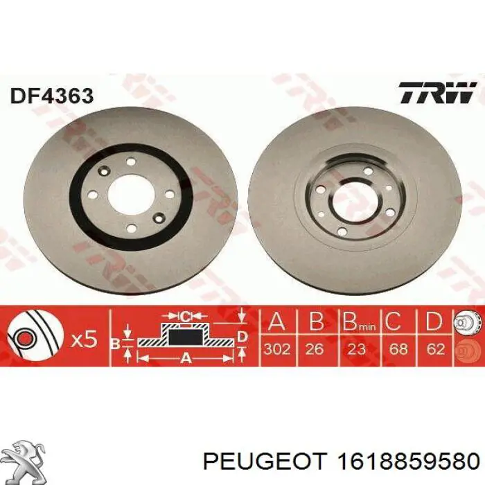 Frenos delanteros Peugeot/Citroen 1618859580 precio, desde 51,37 EUR