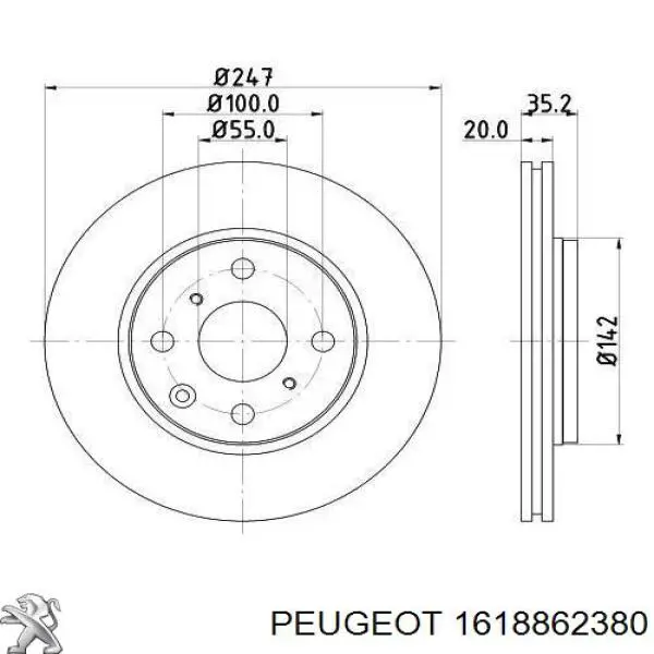 1618862380 Peugeot/Citroen freno de disco delantero