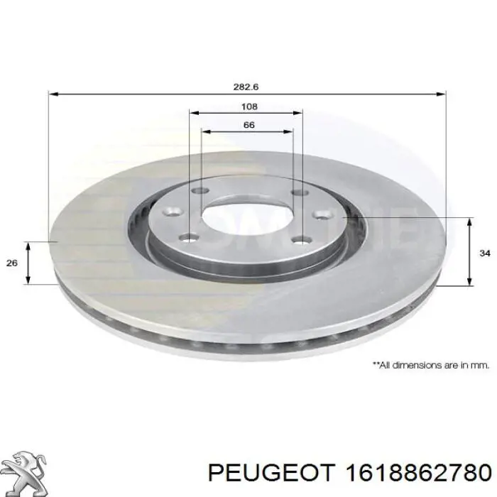 Comprar 1618862780 Peugeot/Citroen Freno de disco delantero