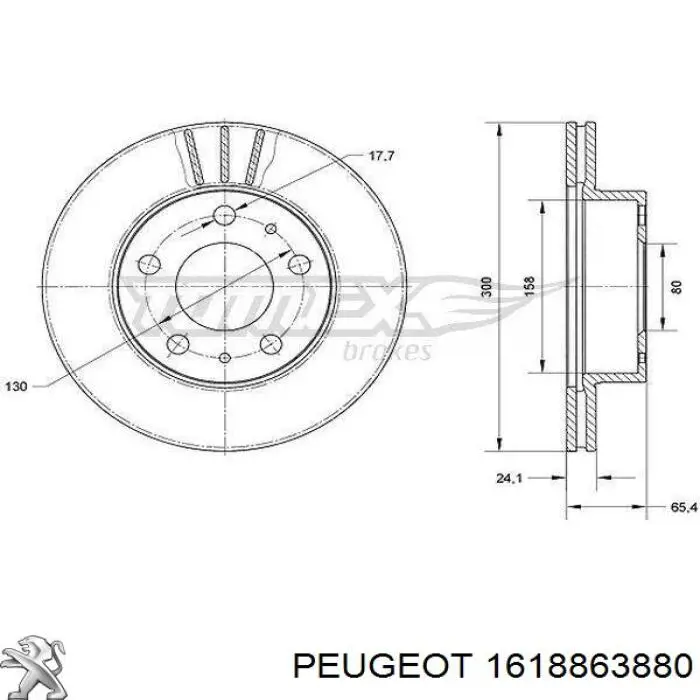 1618863880 Peugeot/Citroen disco de freno delantero