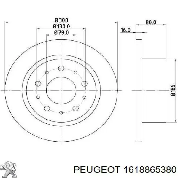 1618865380 Peugeot/Citroen disco de freno trasero