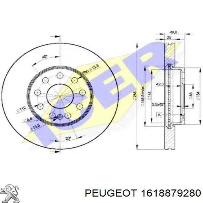 1618879280 Peugeot/Citroen disco de freno delantero