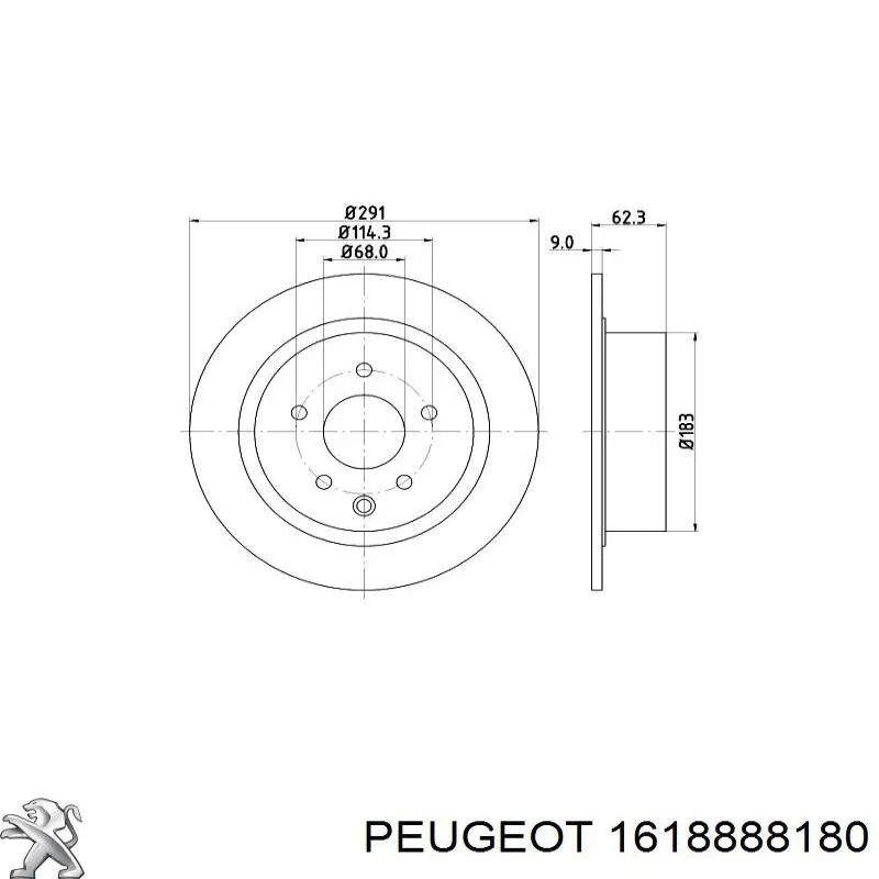1618888180 Peugeot/Citroen Freno de disco trasero