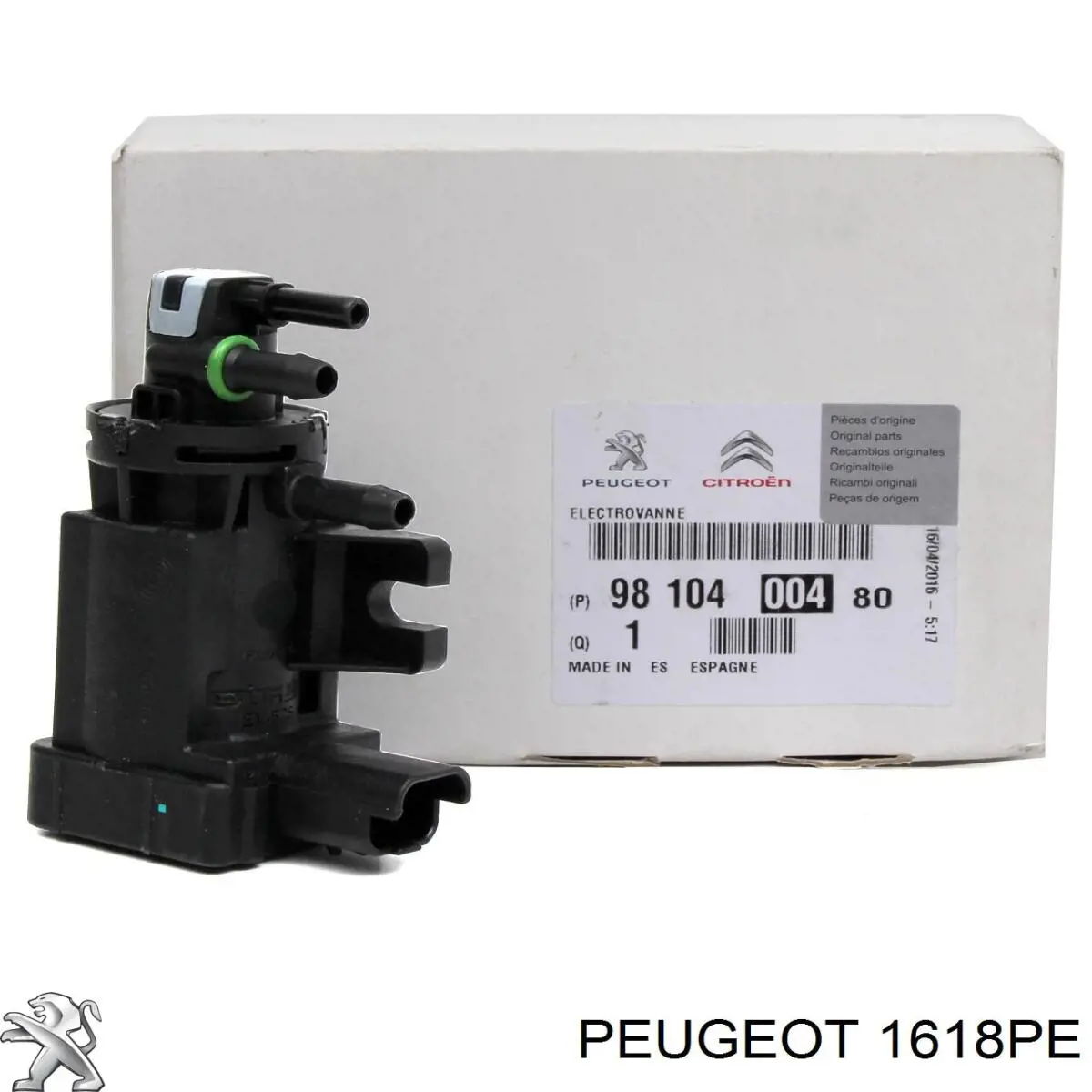 Válvula solenoide de control de presión de sobrealimentación 1618PE Peugeot/Citroen