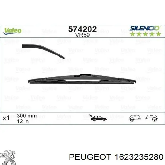 1623235280 Peugeot/Citroen Limpiaparabrisas trasero