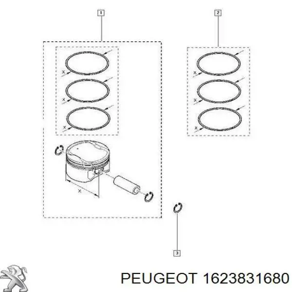1623831680 Peugeot/Citroen Juego de anillos de pistón para 1 cilindro, STD