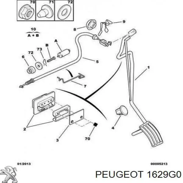 Pour Peugeot 206 306 307 406 607 Partner CABLE d'accelerateur 1629.G0