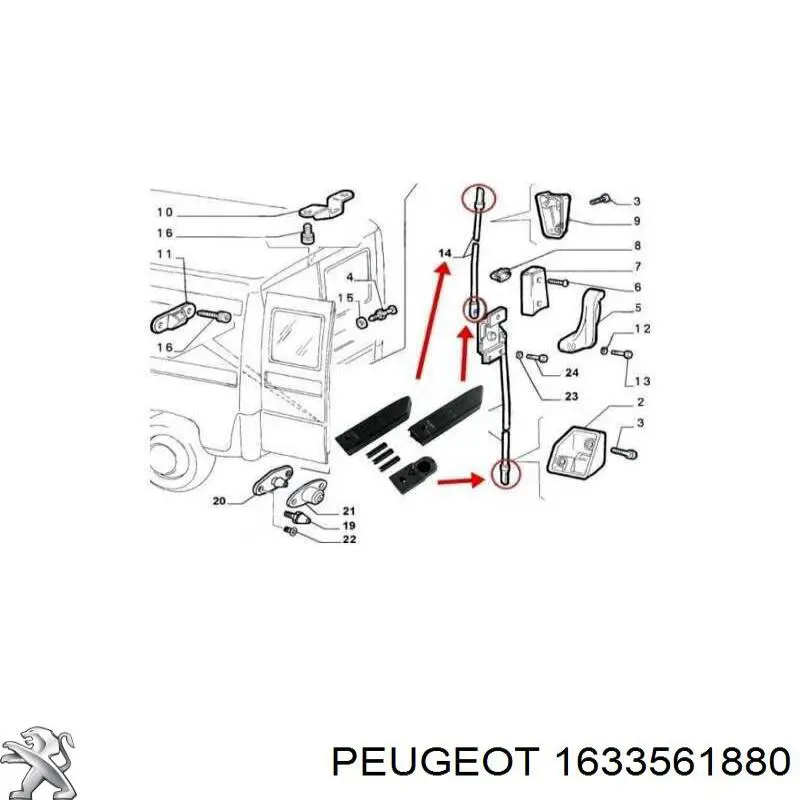 Comprar 1633561880 Peugeot/Citroen Cerradura de puerta trasera derecha de doble hoja