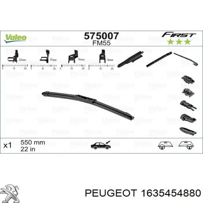 Escobilla del limpiaparabrisas del lado del conductor Peugeot/Citroen 1635454880 precio, desde 11,05 EUR