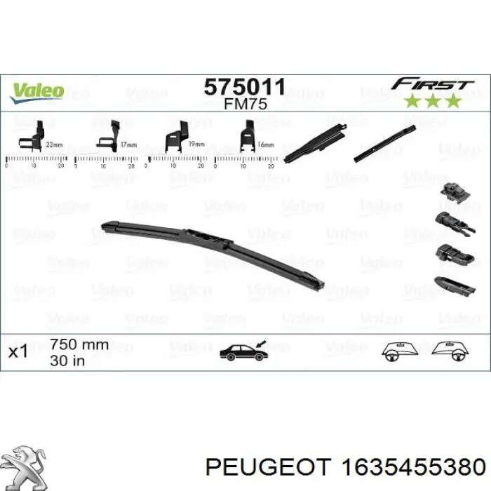 Escobilla del limpiaparabrisas del lado del conductor Peugeot/Citroen 1635455380 precio, desde 22,63 EUR