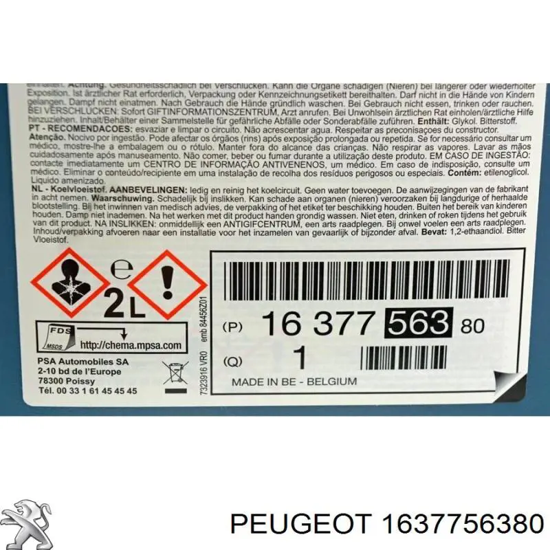 Antifreeze (Coolant) Peugeot/Citroen 1637756380 precio, desde 11,45 EUR
