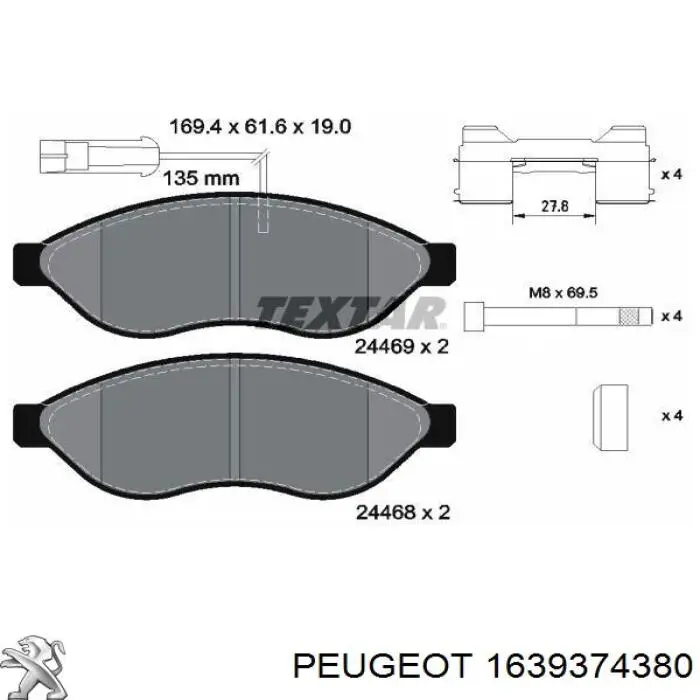 Pastillas freno delanteras Peugeot/Citroen 1639374380 precio, desde 41,42 EUR