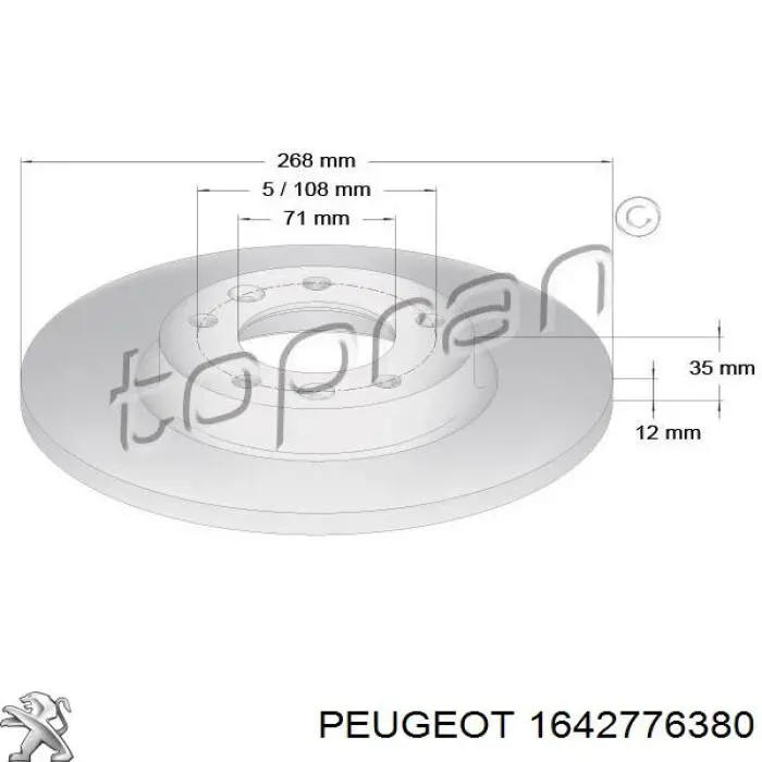 Disco de freno trasero Peugeot/Citroen 1642776380 precio, desde 28,31 EUR