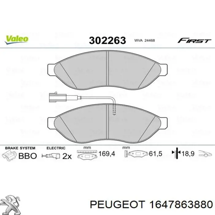 1647863880 Peugeot/Citroen pastillas de freno delanteras