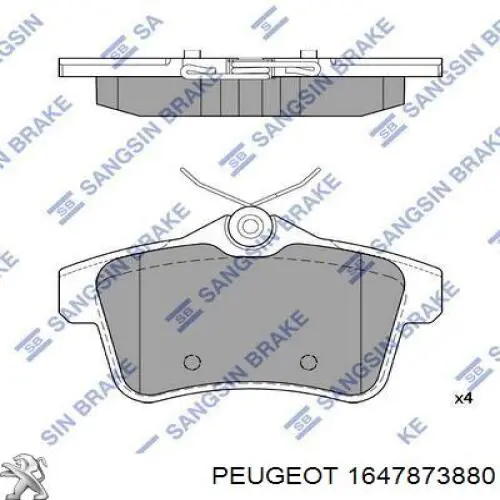 Comprar 1647873880 Peugeot/Citroen Pastillas de freno traseras