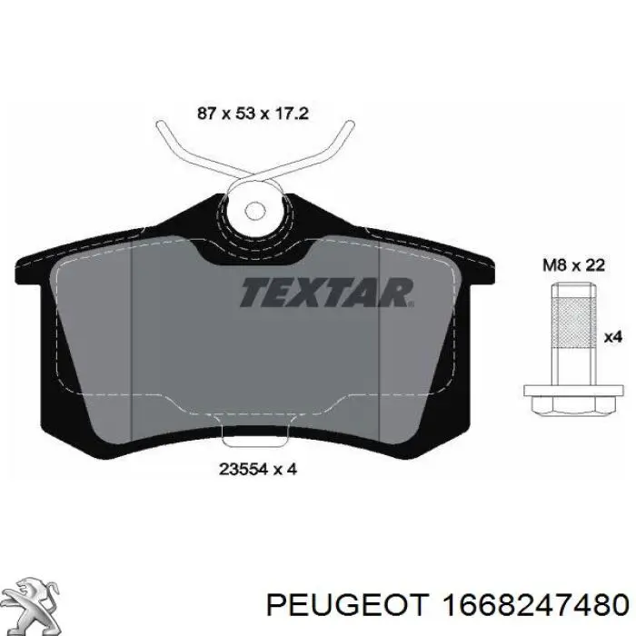 Pastillas traseras de freno Peugeot/Citroen 1668247480 precio, desde 16,32 EUR