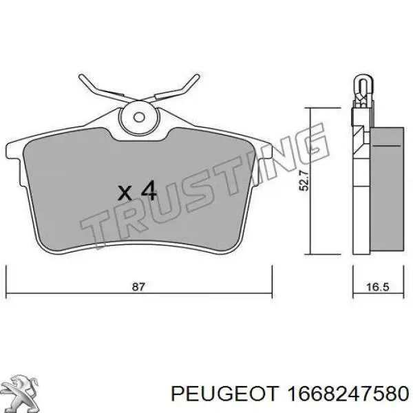 Pastillas traseras de freno Peugeot/Citroen 1668247580 precio, desde 22,35 EUR