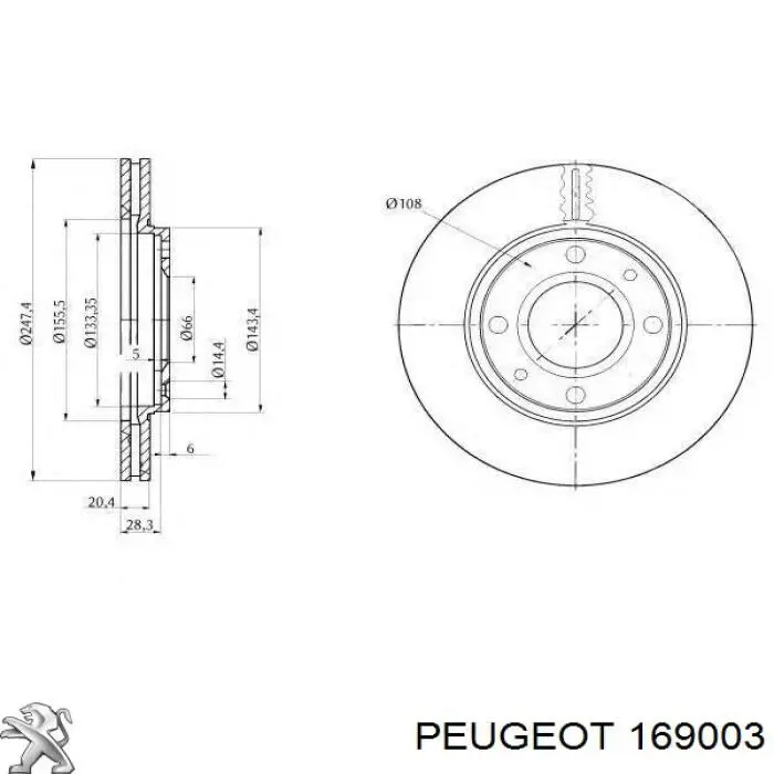 Freno de disco delantero Peugeot 205 1 741A, C