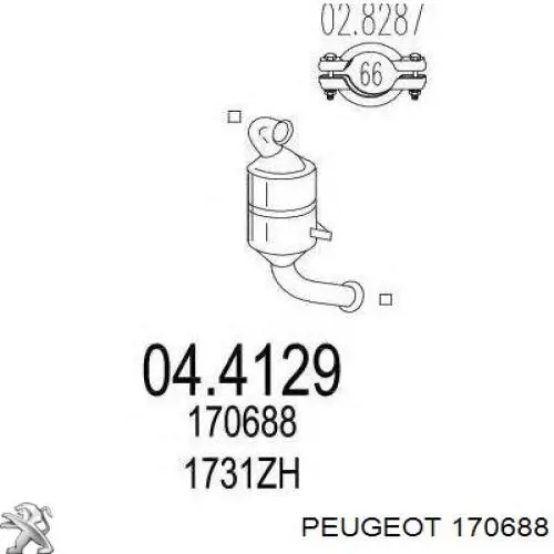 Catalizador 00001706Y8 Peugeot/Citroen