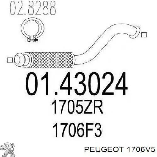 Tubo de escape delantero Peugeot/Citroen 1706V5 precio, desde 64,21 EUR