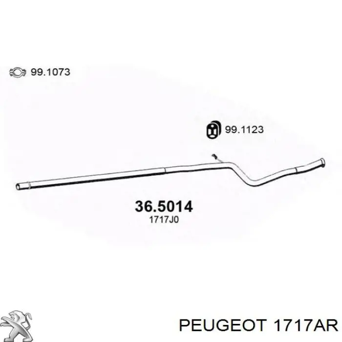 1717AR Peugeot/Citroen silenciador del medio