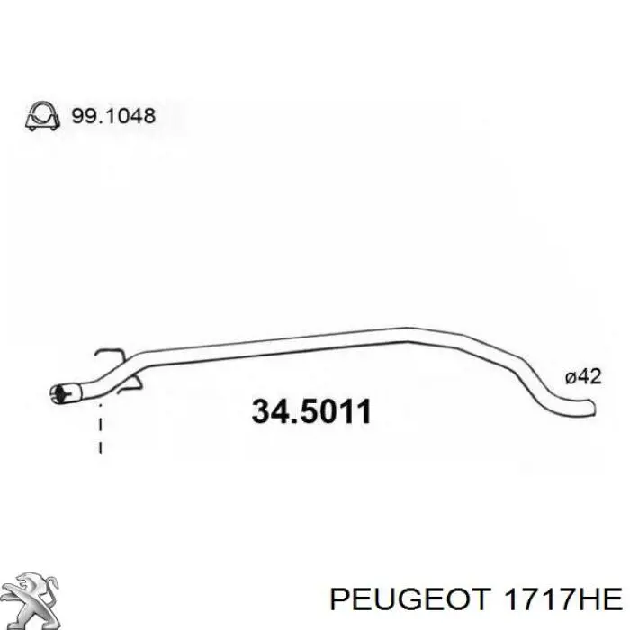 1717HE Peugeot/Citroen silenciador del medio