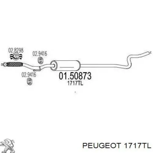 1717TL Peugeot/Citroen silenciador del medio